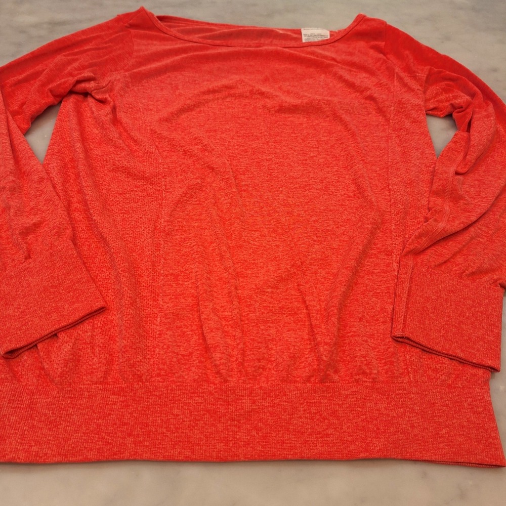 Nike Dri-FIT Knit Lt Weight Top Sz M Orange Longsleeve Seamless Athletic Track